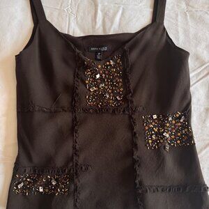 Silk sleeveless top, chocolate color, Anne Klein, size 2P